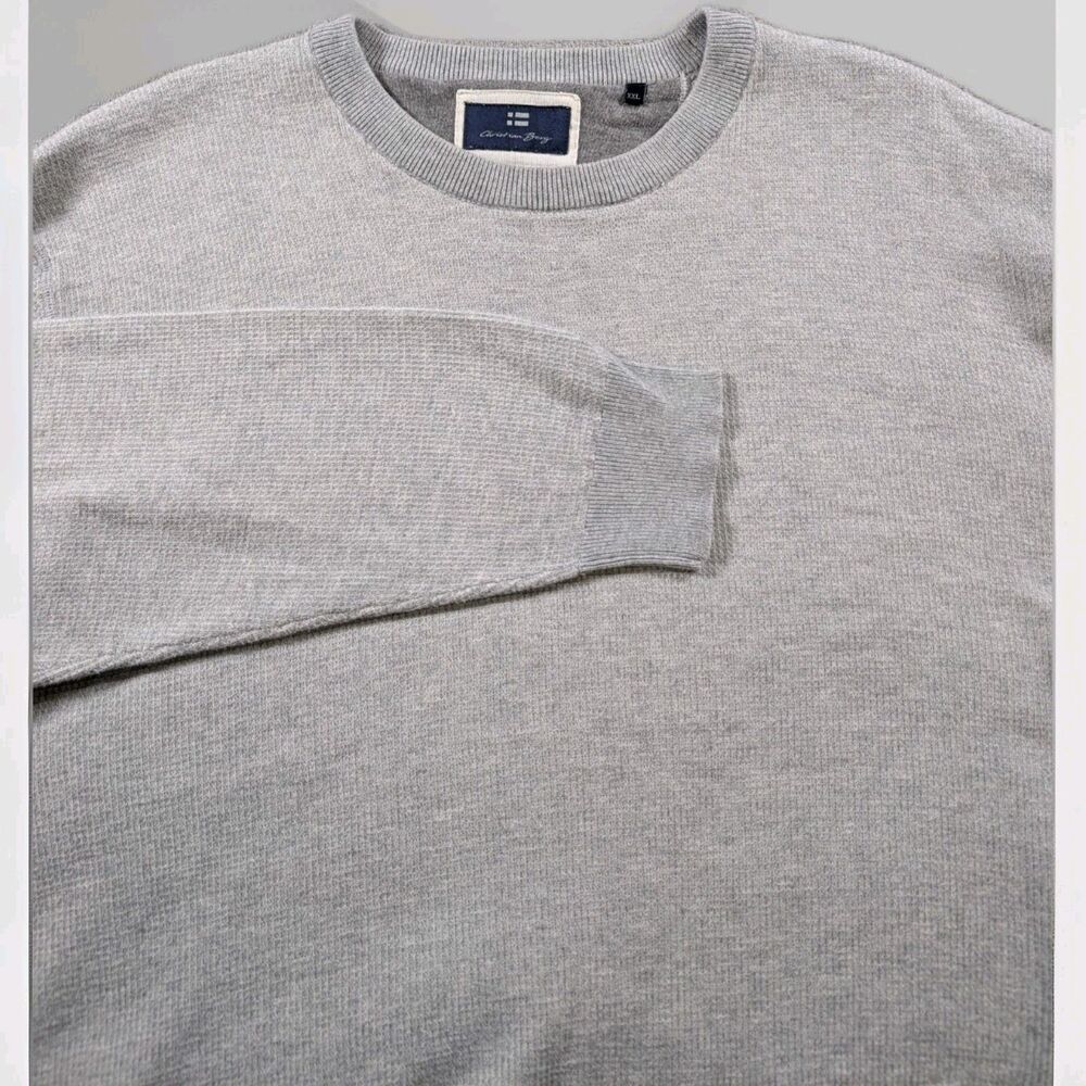 Christian Berg Men XXL Gray Waffle Knit Crewneck Thermal Pullover Sweater
